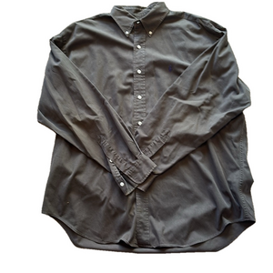 Ralph Lauren Mens XL Blake Fit Army Green Cotton Shirt